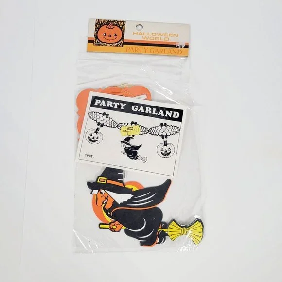 Vtg Halloween Witch 3D Party Garland | 9ft | Kurt Adler | New Old Stock | Japan