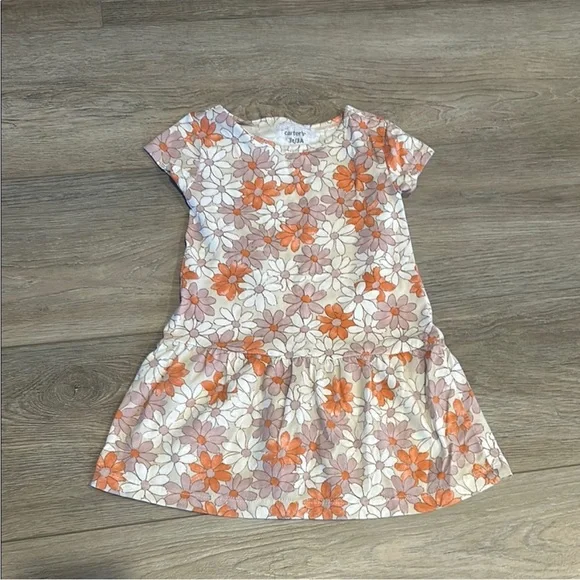 Carter's Orange and Cream‎ Toddler Girl Short Sleeve Sundress