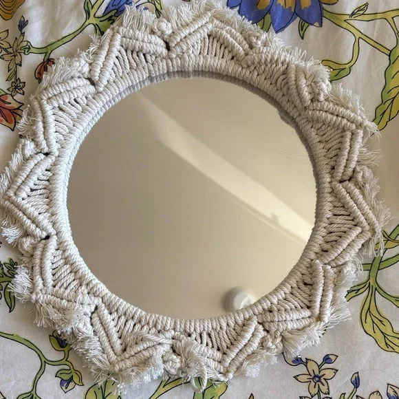 Cream Macrame Wall Mirror