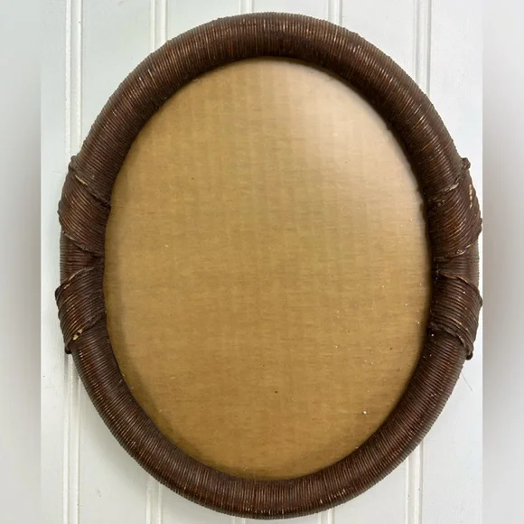 Vintage Frame Brown Oval Woven Style Wall Art Home Gallery Wall 9x11
