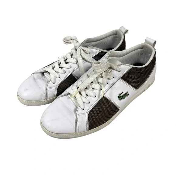 Lacoste White Brown Leather Sneakers Mens Size‎ 10.5