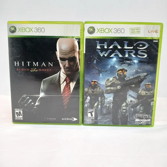 Microsoft Xbox 360 Shooter Video Game Lot Of 2 Halo Wars & Hitman Blood Money