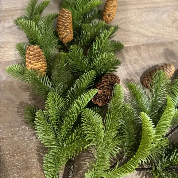 Faux Pine Branches with Pinecones – Set of 2 (Tall Winter Greenery)