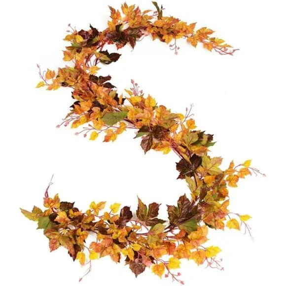 2 Pack Maple Leaf Vine Garland, 6.5 Ft/Piece Artificial Autumn Foliage