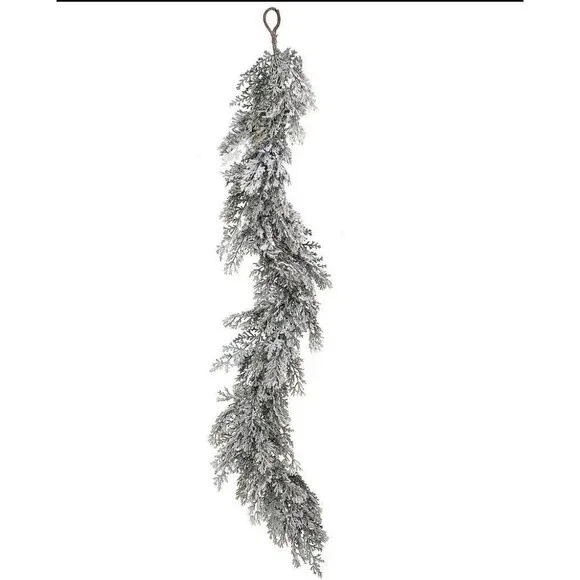 4' Frosted Cedar Garland by Valerie - White h265113