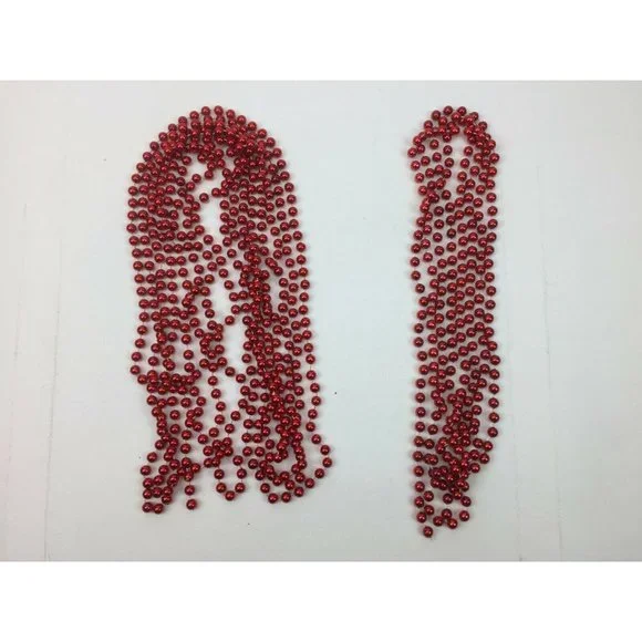 Christmas Festive Holiday Decor Red Bead Garlands Set of 2