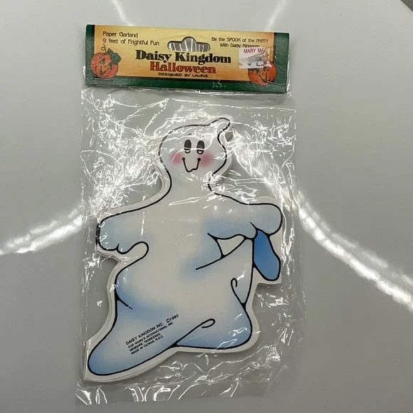 Vintage Daisy Kingdom Halloween Ghost 9’ Paper Garland 1990 NWT