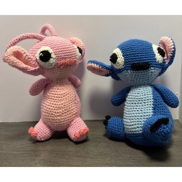 Angel & Stitch -Lilo &‎ Stitch Disney Plush Handmade Crochet Amigurumi 11 Inch