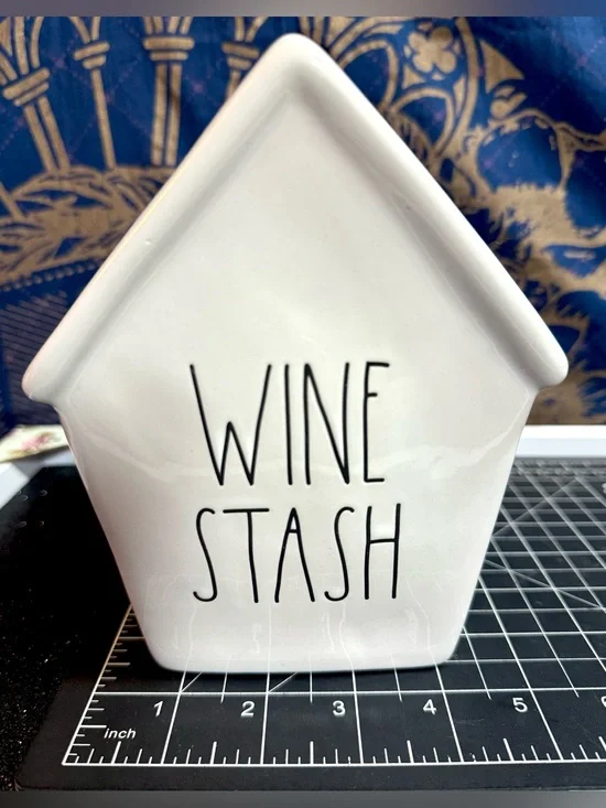Rae Dunn Ceramic Birdhouse Coin Bank WINE STASH Artisan Collection By Magenta