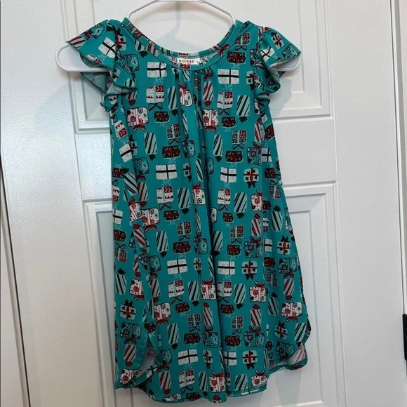 Dot Dot Smile Teal and Red Patterned Christmas Dress