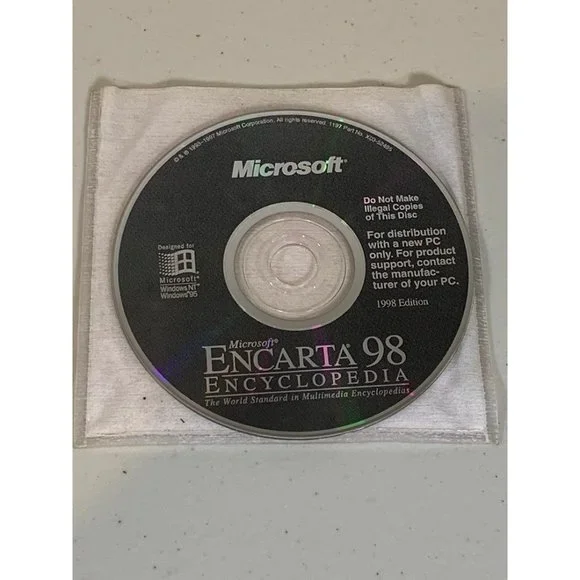 Microsoft Encarta 98 Encyclopedia Software PC CD ROM Windows Vintage