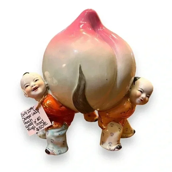 ‘All Things Good’ 20th Century Peach Chinese Figurine