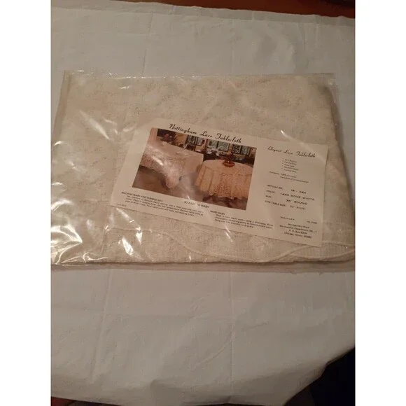 Vtg Montgomery Ward Fabric Tablecloth 440 Dove White 70