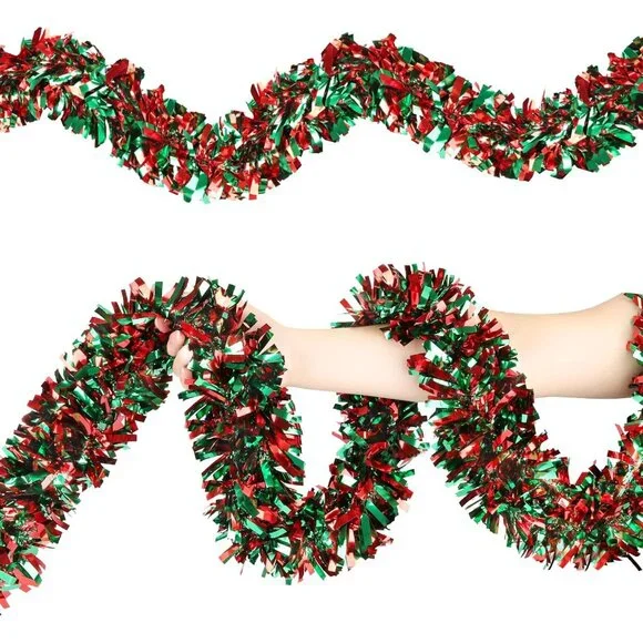 Elegant 50FT Christmas Tinsel Garland - Indoor and Outdoor Holiday Decor