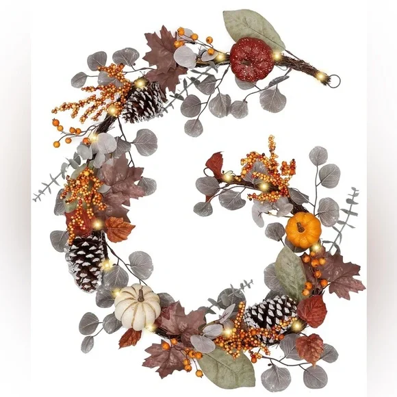 NWT Valery Madelyn Fall Maple Leaves 6’ Garland for Mantle, Table Centerpiece
