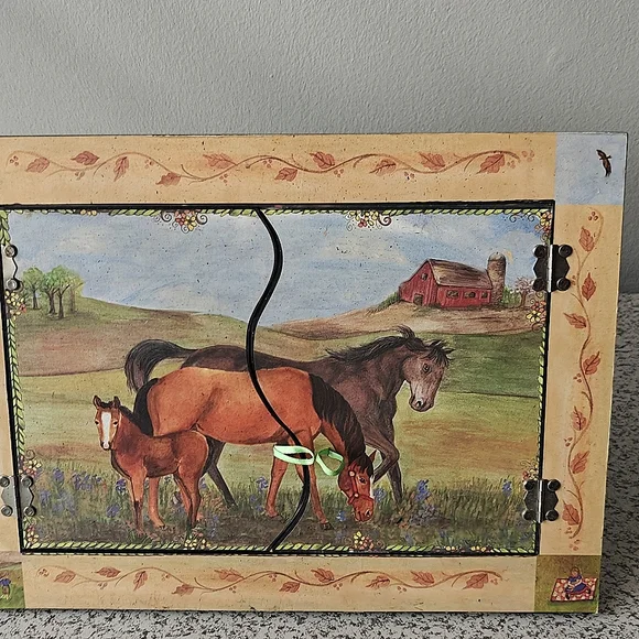 Wall Mirror Stand Horses open up 14 x 10.5