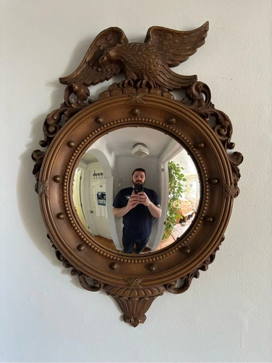 Syroco Eagle Convex Wall Mirror in Brown