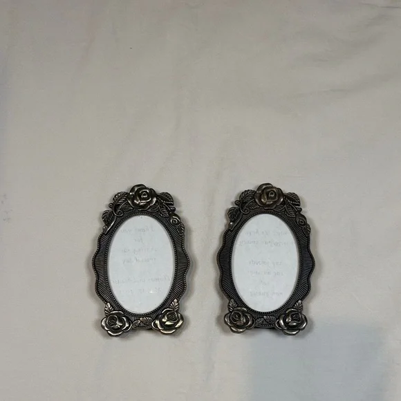 Decorative Rose Frame Wall Mirror Pair in Antique Silver Finish