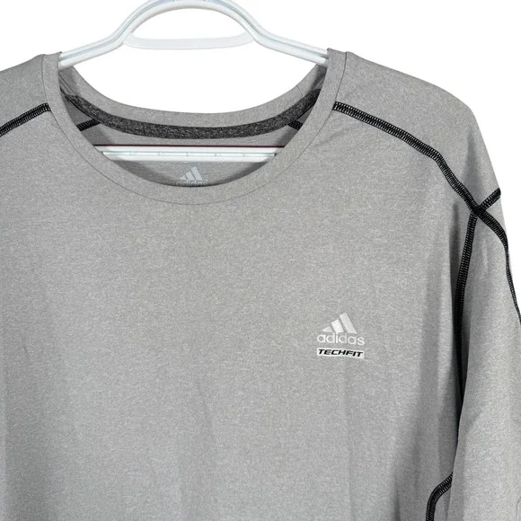 Adidas‎ ClimaLite Techfit Performance Shirt Mens XL Gray S/S Athletic Training