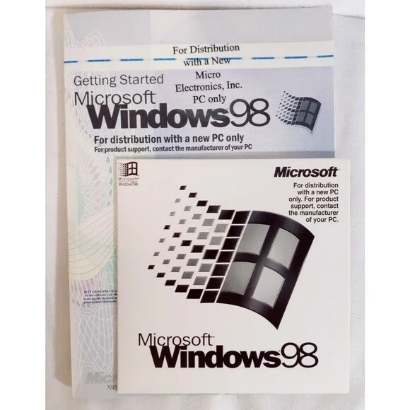 MICROSOFT WINDOWS 98 FIRST EDITION CD Sealed NEW with Manual-Key maybe used