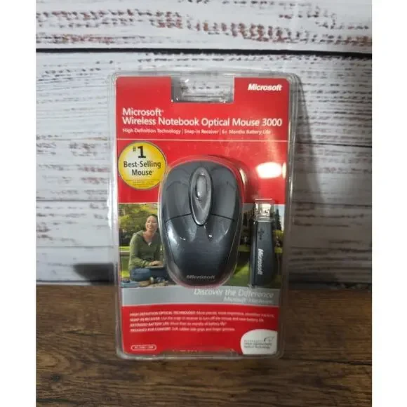 Microsoft Wireless Notebook Optical Mouse 3000 Model 1056 1051 PC Windows/Mac