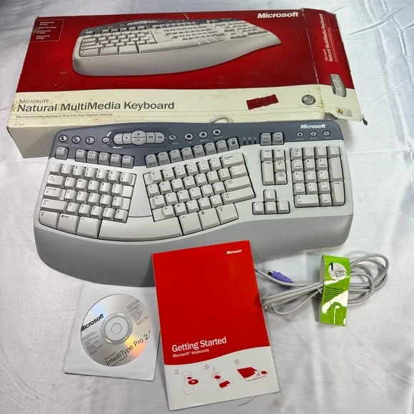 Microsoft Natural Multimedia Keyboard 1.0A RT9470 Ergonomic Design New Works