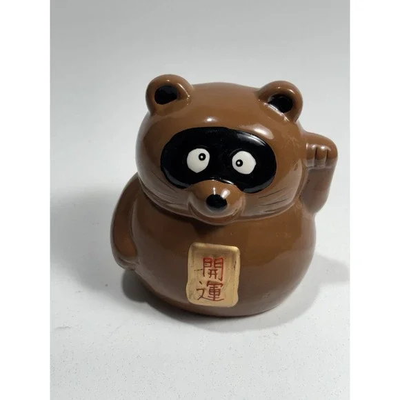 Vintage Japanese‎ Tanuki Ceramic Coin Bank Pig Bank 4