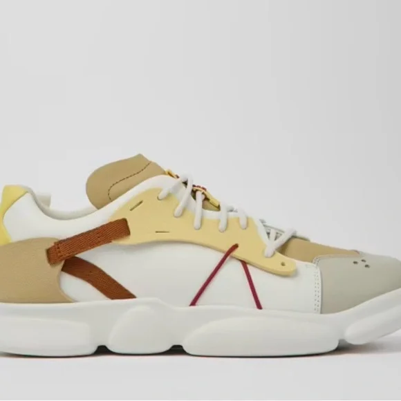 Camper Men's Sneakers in White, Tan, and Yellow
