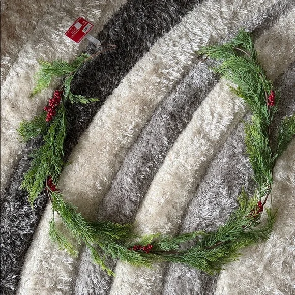 Festive Pine Garland with Red Berries