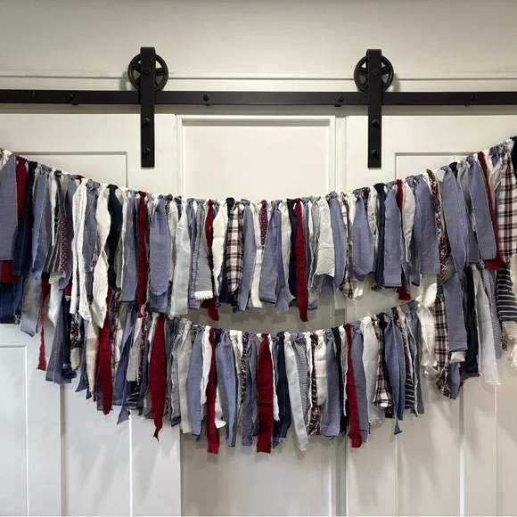 Patriotic Fabric Streamer Garland Decor - Red White Blue