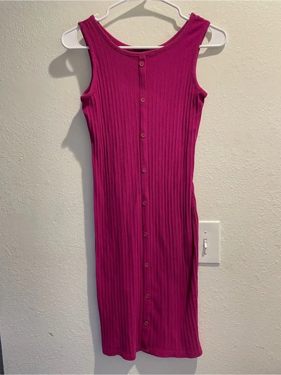 🌸Art Class Girls XL 14/16 Fuchsia Ribbed Button Tank Dress