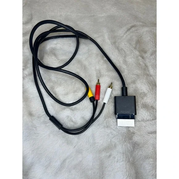 Microsoft Xbox 360 AV Cable RCA Composite Video Audio Connector Black OS