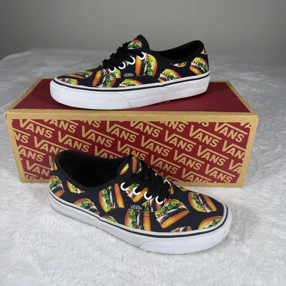 Vans Authentic Late Night Pack Hamburger Black Skate Shoes Men's 4.5 Women 6