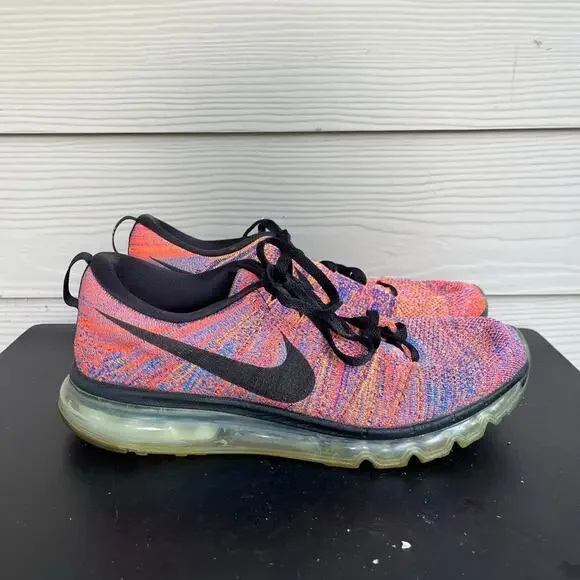 Nike men's Air Max Flyknit Blue Concord Crimson Sneakers Sz 11 Style 620469-404
