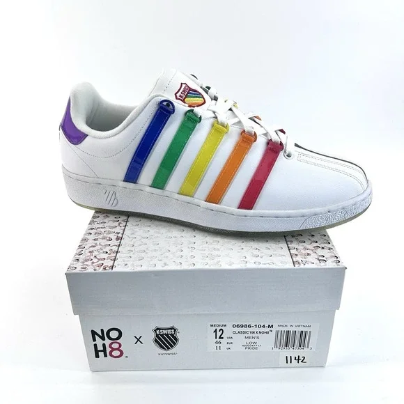 K Swiss NOH8 Rainbow Stripe Sneakers Mens 12 Pride Month Streetwear Retro