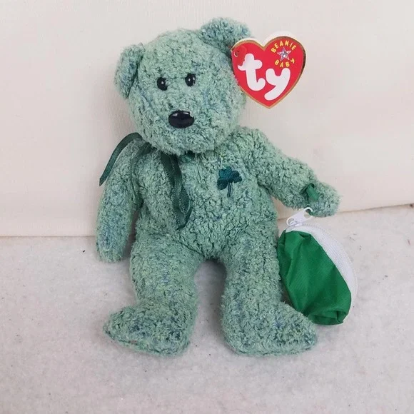 Ty Plush Beanie Baby Shamrock the Bear Buddies 8 in green with‎ bag