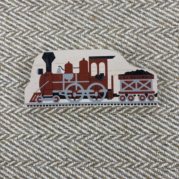 F & J Red Train Engine Faline Cat's Meow Shelf Sitter Accessory