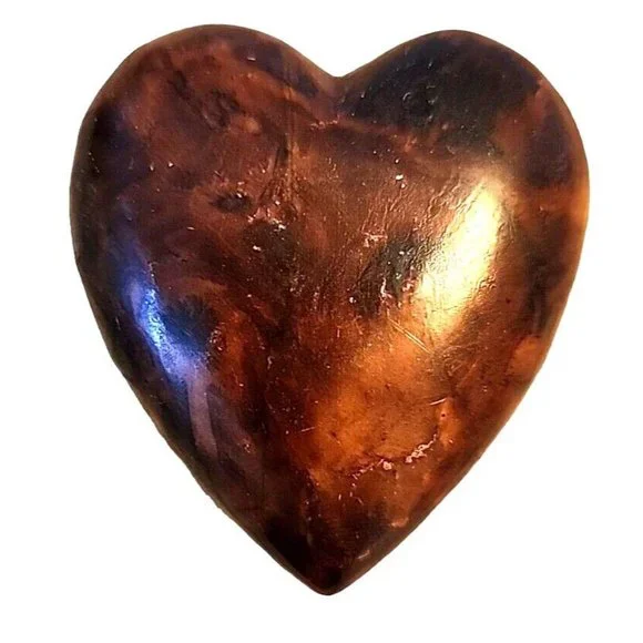 Soapstone Heart Paperweight Heavy Dark Brown 3” Slight scratches on top