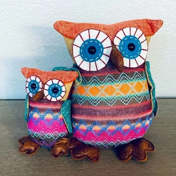 NWT Owl Weighted Fabric Decor Pair