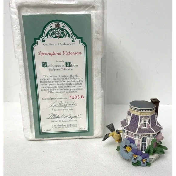 Vtg Springtime Victorian Birdhouses in Bloom Figurine Hamilton Collection 1997