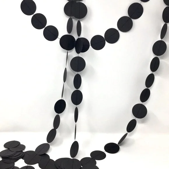 Black Dark Grey Round Paper Large Circle Party Halloween Extra Long Garland