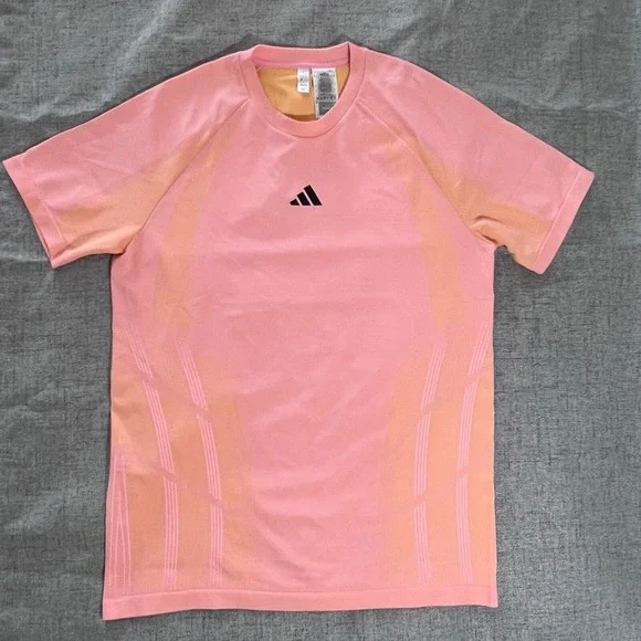 Adidas Shirt Men XL Pink Aeroready Knit Athletic