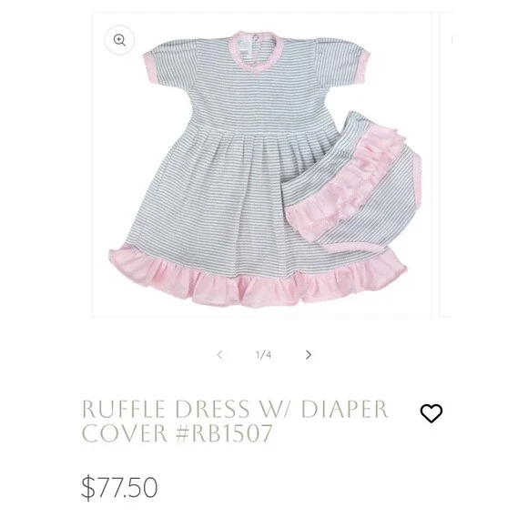 Paty Pima Cotton Ruffle Dress, Made In‎ USA, Baby Girl 3m, Dress Only