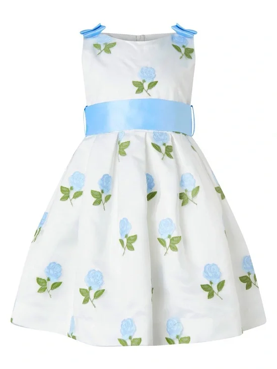 RACHEL RILEY US BLUE ROSE EMBROIDERED ORGANZA DRESS 10Y