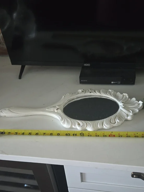 Source Unknown White Decorative Hand Mirror Wall Accent No Bundling