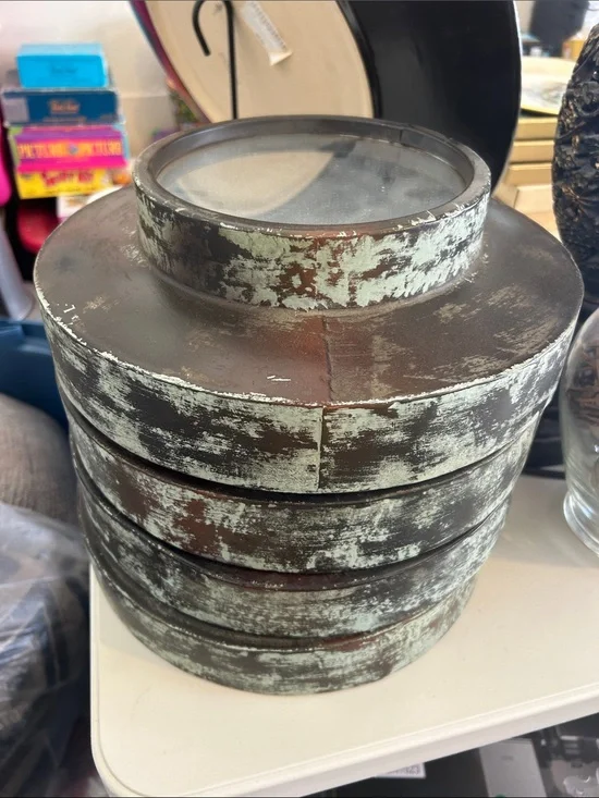 Rustic Distressed Metal Mirrors (set of 4) - Green Patina