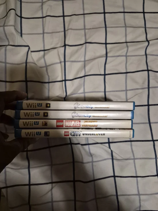 Microsoft Wii U LEGO Game Case Set with White Spines and Blue Trim