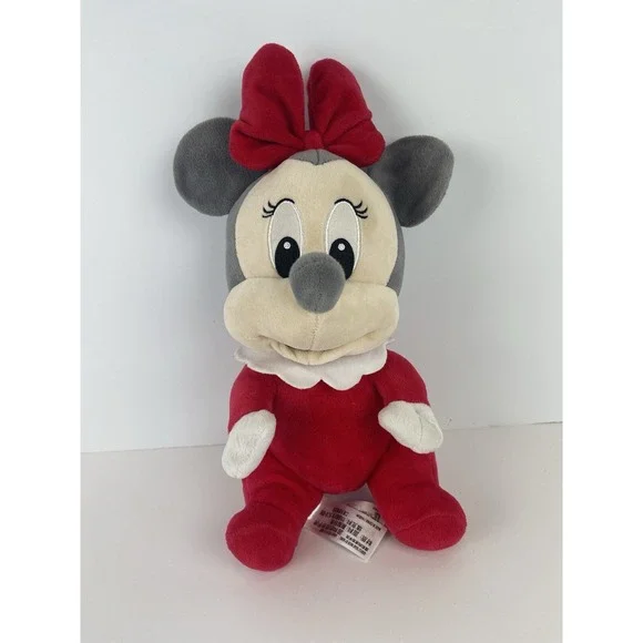 Disney Parks‎ Minnie Mouse My First Christmas Plush Red Gray with Bow Size 12