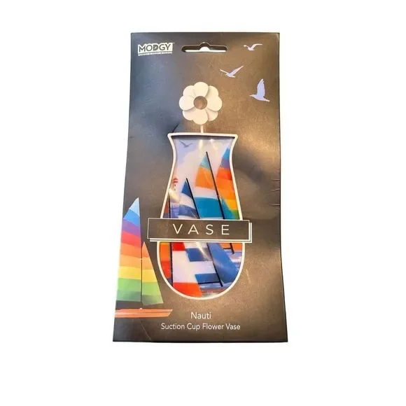 NWT Modgy Multicolor Sailboat Nauti Expandable Suction Cup Flower Vase