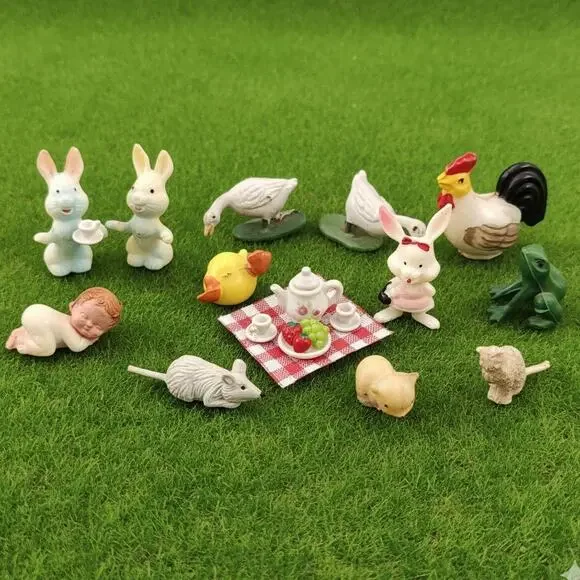 Vintage Miniature Animal Figurine Lot – 12 Pieces | Farm, Forest & Nursery Theme